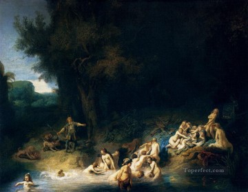 Rembrandt van Rijn Painting - Diana bañándose con las historias de Acteón y Calisto Rembrandt